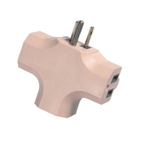 Adapter, 3 Outlet Beige/Card, 5PK
